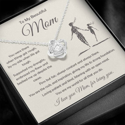 Elegant Love Knot Necklace with Cubic Zirconia Pendant for Moms