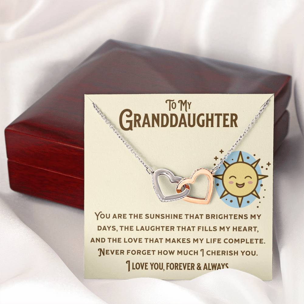Luxury gift box with cherished granddaughter necklace and LED spotlight