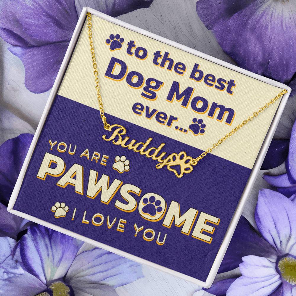 Elegant Personalized Dog Mom Necklace in Polished Stainless Steel