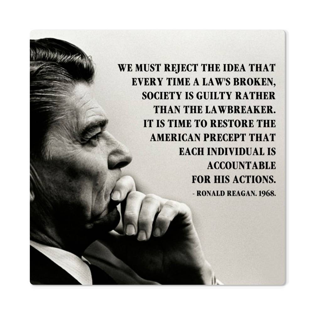 Ronald Reagan quote on accountability - metal art print