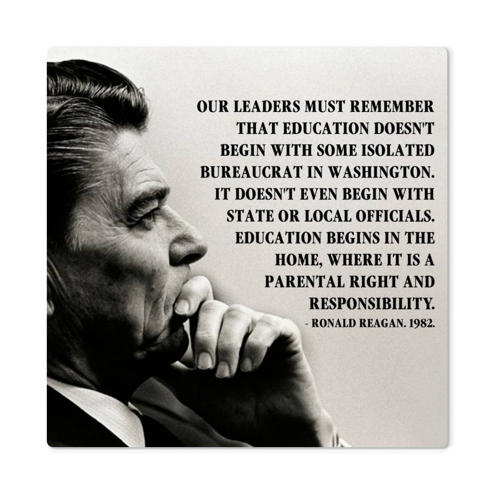 Ronald Reagan quote on high-gloss aluminum art print