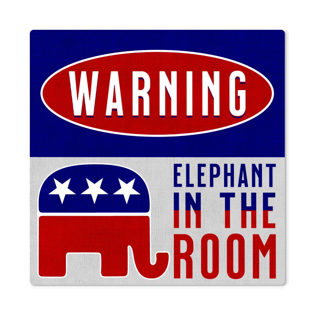 Warning: Elephant In The Room. Premium Metal Art.