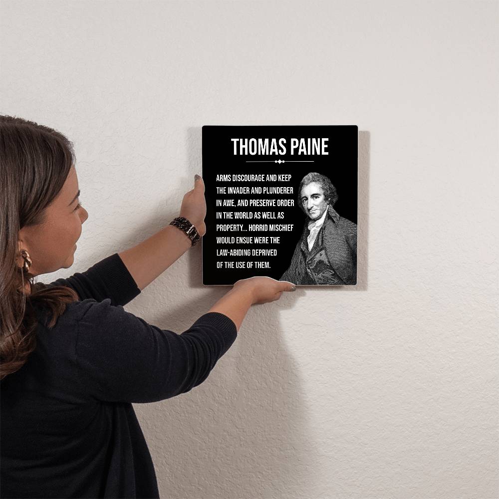 Collectible metal wall art of Founding Father Thomas Paine