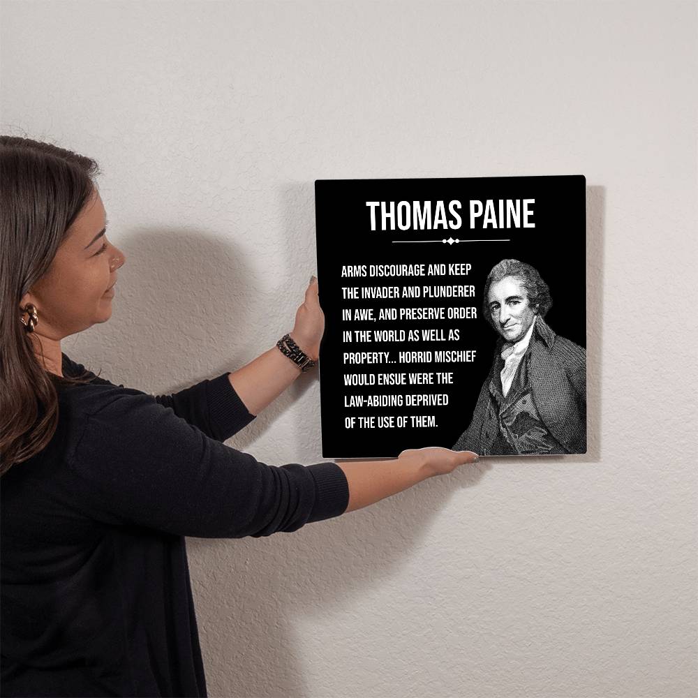 Exclusive Thomas Paine quote on high-gloss metal artwork