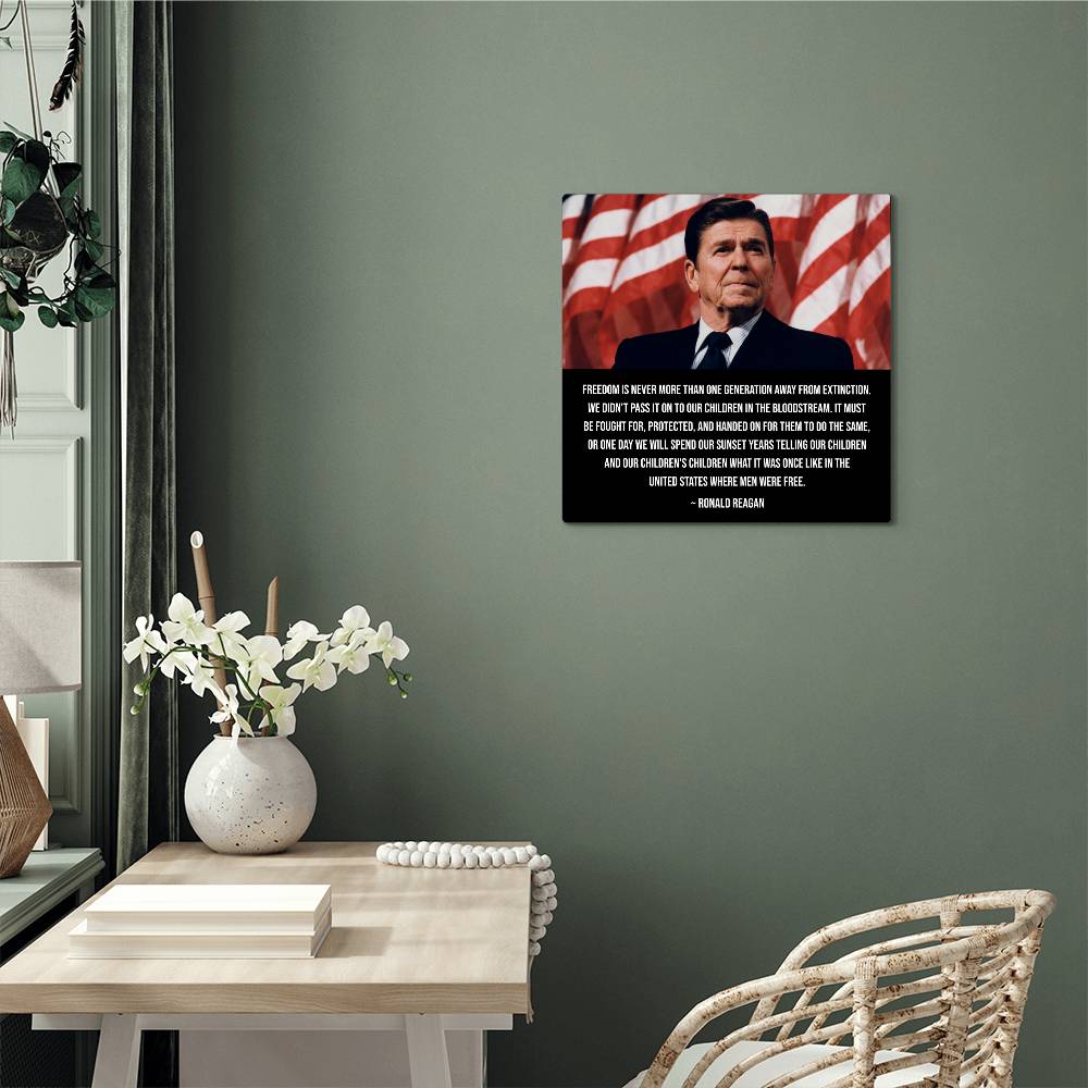 American Legacy Reagan Metal Art with Flag Background