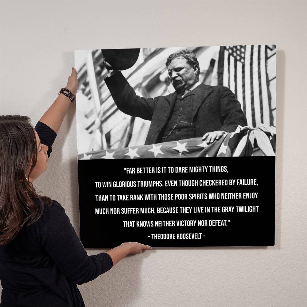 Inspirational leadership wall art featuring Theodore Roosevelt, perfect for entrepreneurs