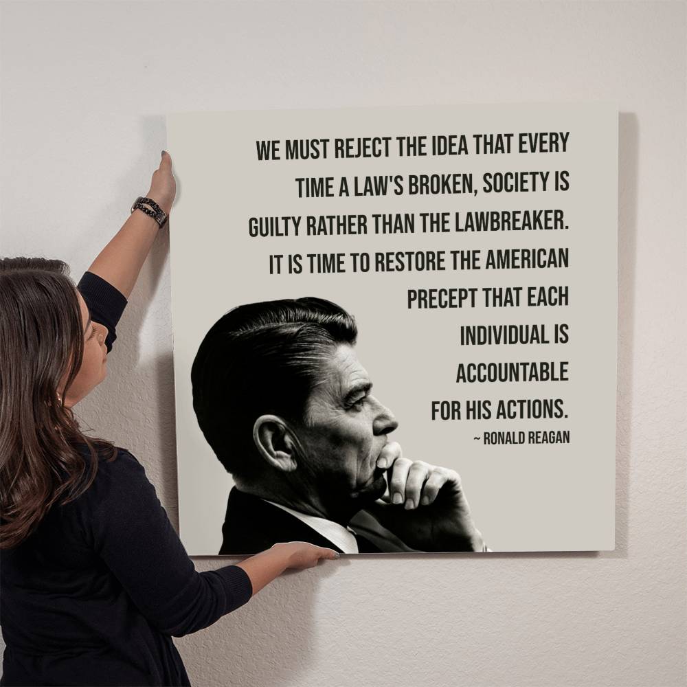 Inspirational quote by Ronald Reagan on metal art