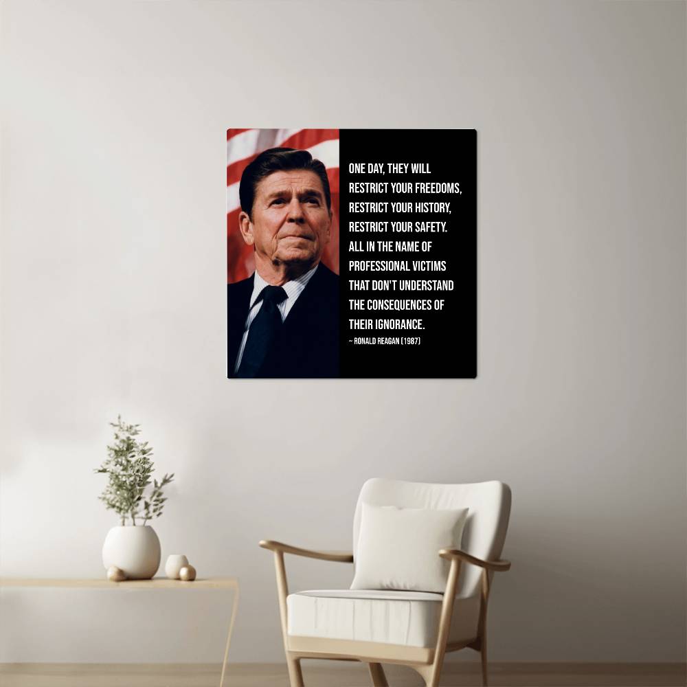 Ronald Reagan's quote metal art in home setting for wall decor inspiration