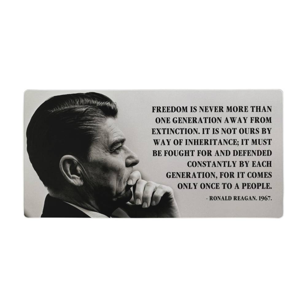 Reagan-Inspired Desk Mat featuring iconic freedom quote for a patriotic workspace.